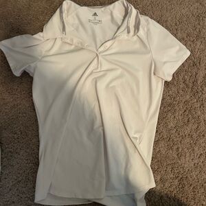 Adidas White Fitted Polo Shirt Short Sleeve